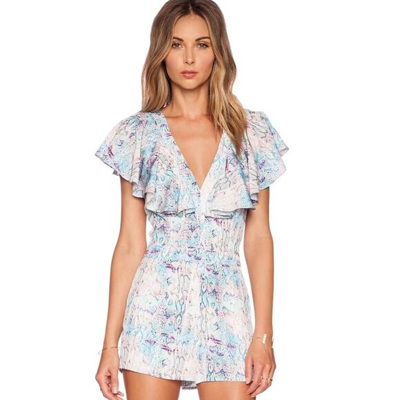 Lovers + Friends x REVOLVE Cleo Romper in Pastel Python NWT Size Medium - Picture 1 of 4